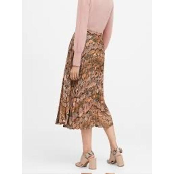 Banana Republic Snake Print Pleated Midi Skirt Women's Size 10 - Picture 1 of 11